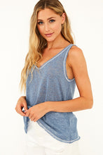 Load image into Gallery viewer, Blue lightweight tank with contrast stitching. Made in USA.