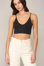 Load image into Gallery viewer, Black seamless ribbed triangle chest brami.
