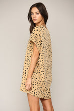 Load image into Gallery viewer, Sandstone color subtle leopard print lined tunic dress with pockets.
