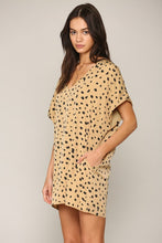 Load image into Gallery viewer, Sandstone color subtle leopard print lined tunic dress with pockets.
