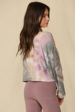 Load image into Gallery viewer, Tie dye semi cropped long sleeve tie dye top with drop shoulder. Made in USA.
