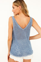 Load image into Gallery viewer, Blue lightweight tank with contrast stitching. Made in USA.
