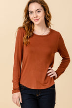 Load image into Gallery viewer, Hazelnut long sleeve crew neck basic tee.
