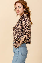 Load image into Gallery viewer, Leopard print moto jacket with multi zipper detail - light suede-like material.
