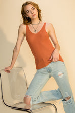 Load image into Gallery viewer, Copper Lightweight knit v-neck sweater tank top.
