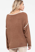 Load image into Gallery viewer, Almond colored contrast trim sweater with pocket
