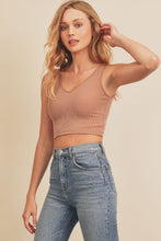 Load image into Gallery viewer, Rose colored ribbed knit crop tank top/ brami for layering.
