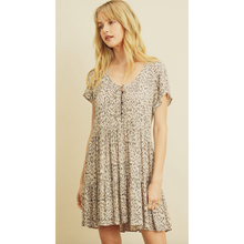 Load image into Gallery viewer, Cheetah print mini swing dress with front button detail
