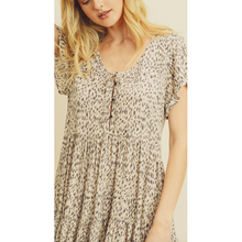 Load image into Gallery viewer, Cheetah print mini swing dress with front button detail
